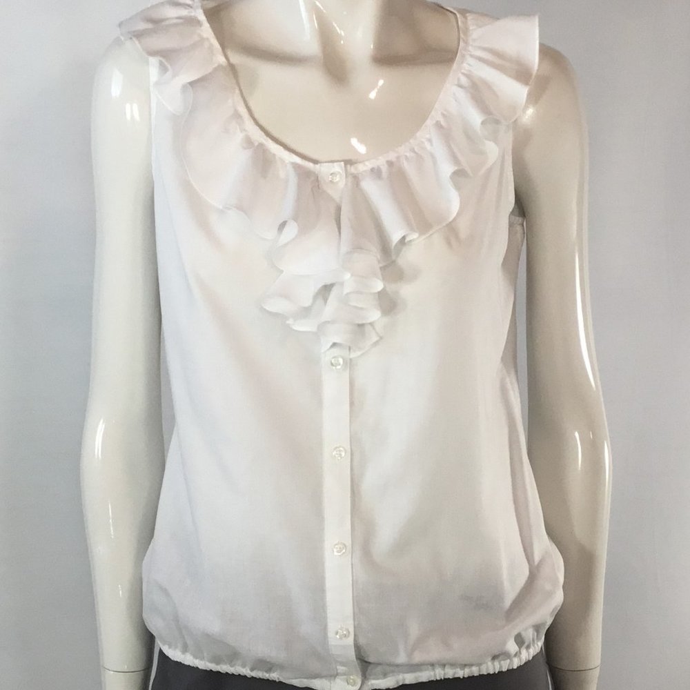 Larry Levine Ruffled Sleeveless Blouse